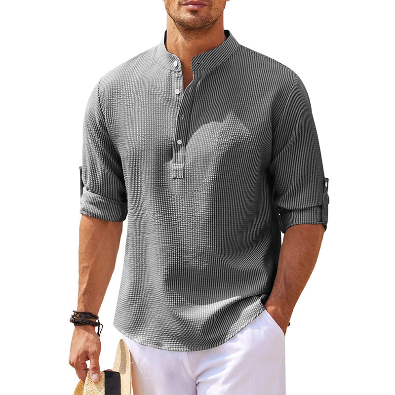 Oscar | Men's Long Sleeve Linen Henley Shirt