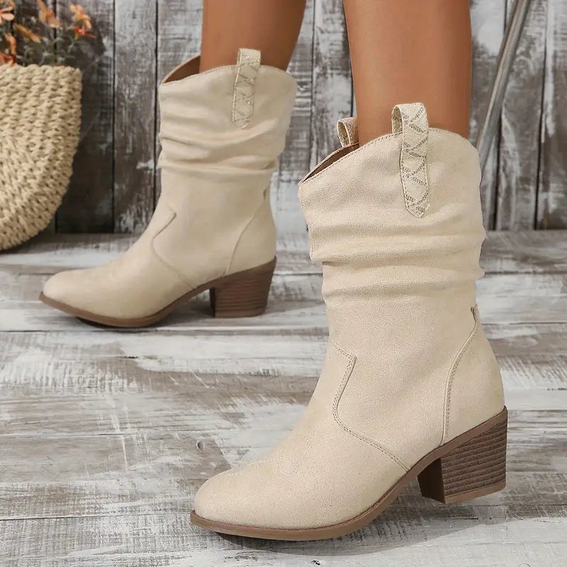 Stylish Chunky Heel Cowboy Boots