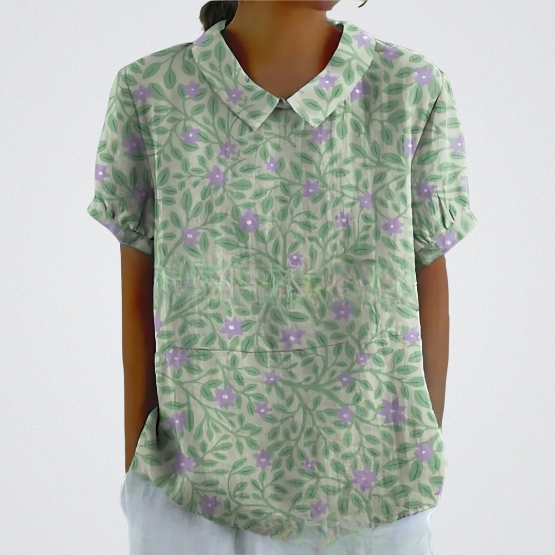 Freya | Floral Linen Blouse for Women