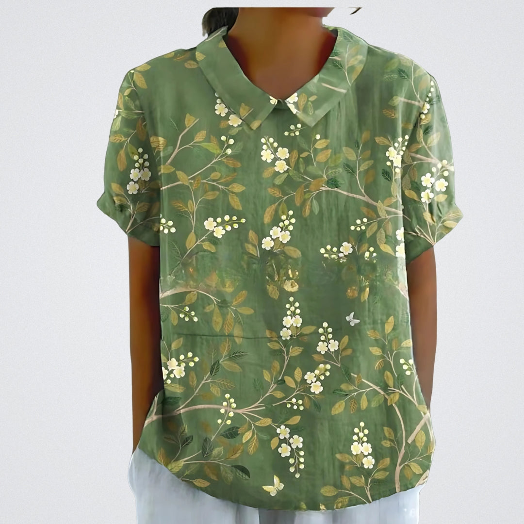 Freya | Floral Linen Blouse for Women