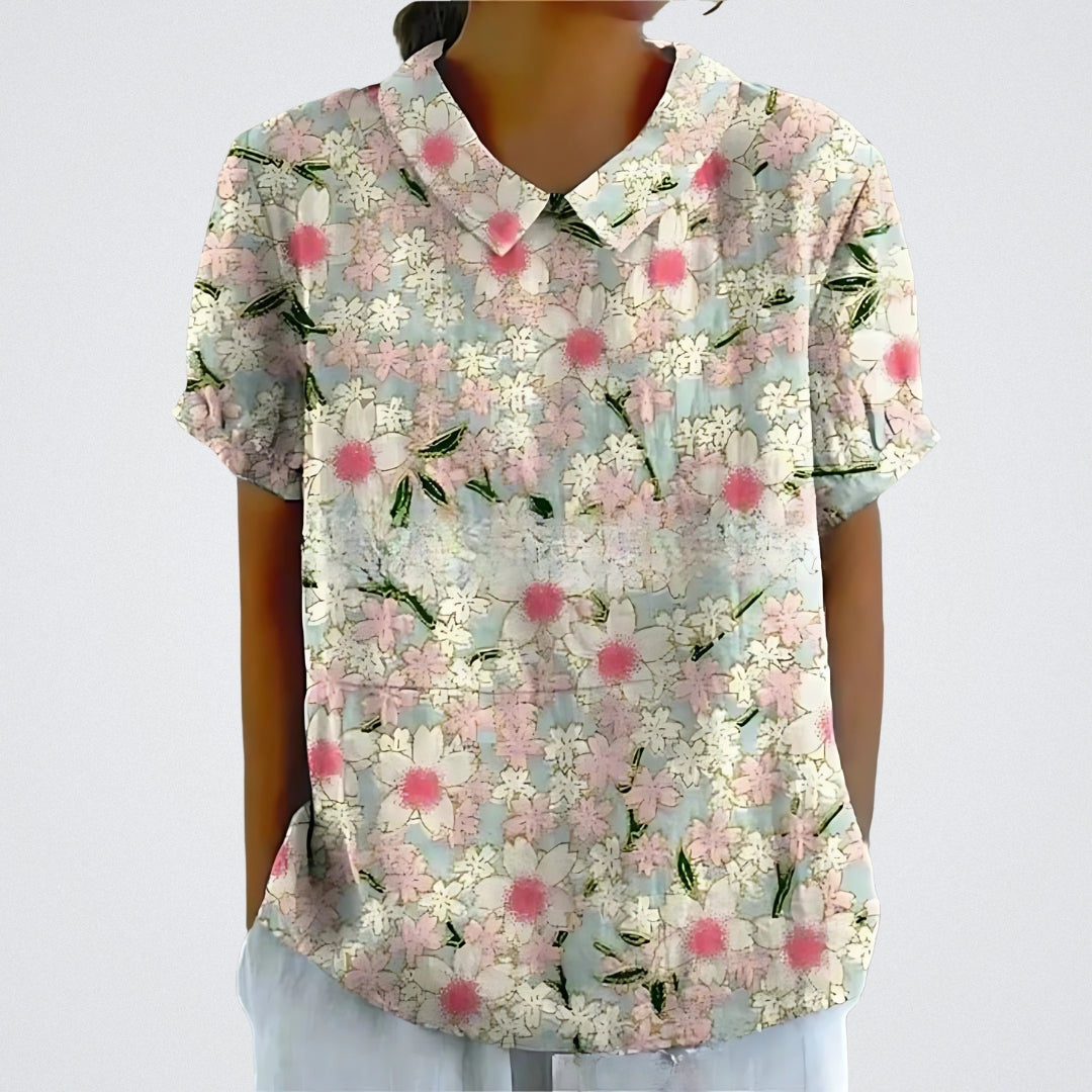 Freya | Floral Linen Blouse for Women