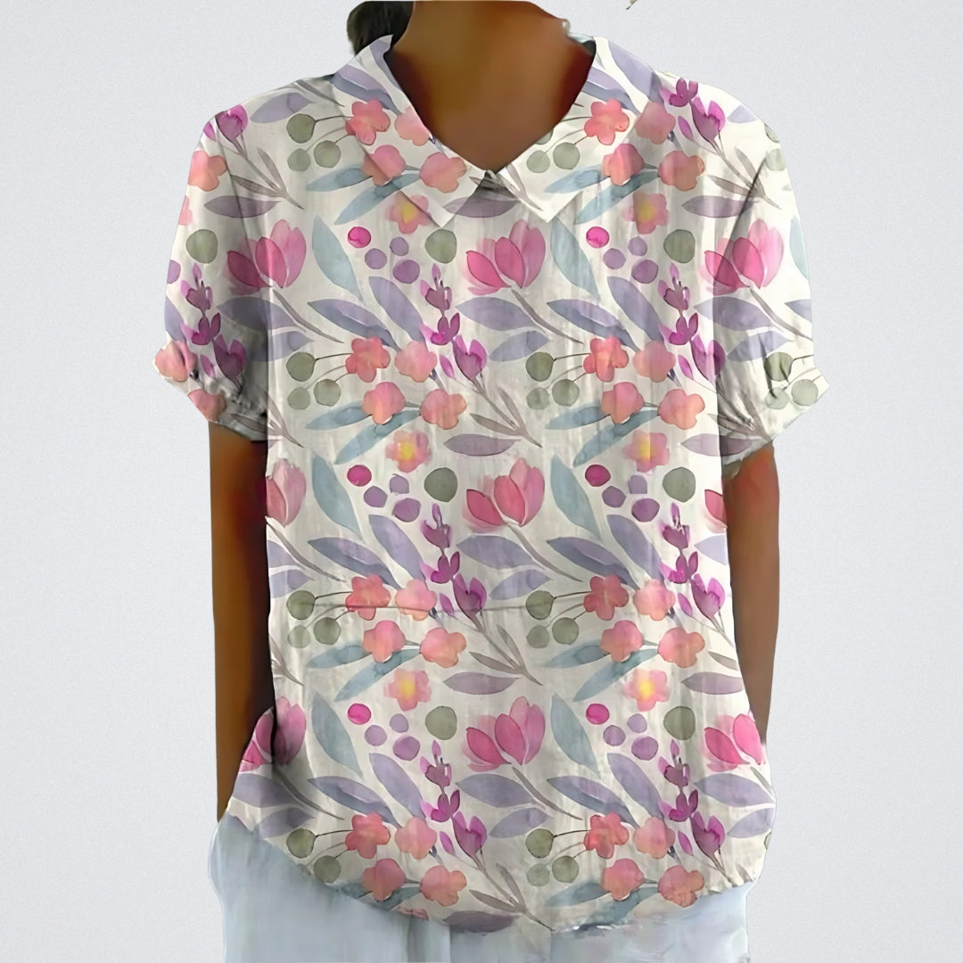 Freya | Floral Linen Blouse for Women