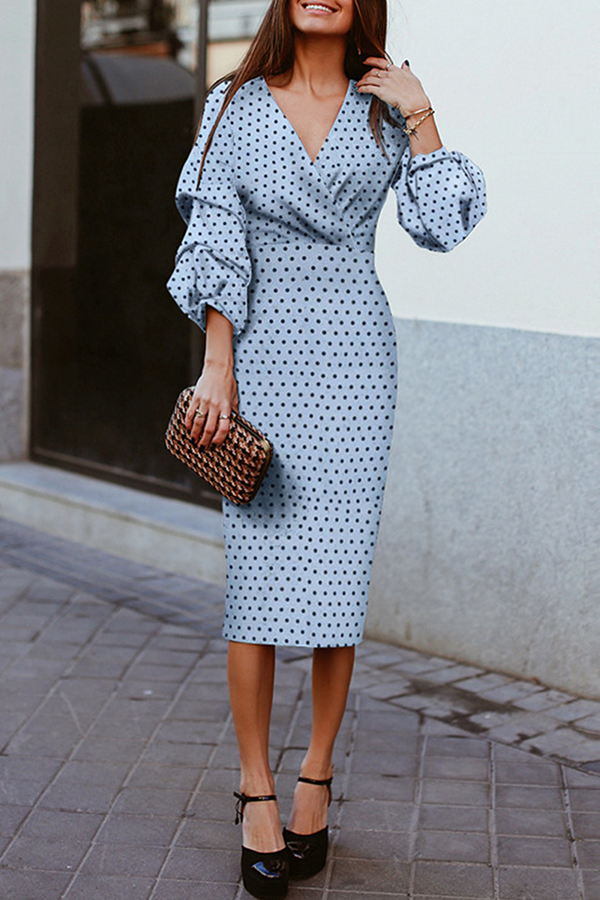 Elegant Polka Dot V-Neck Dress for Timeless Charm