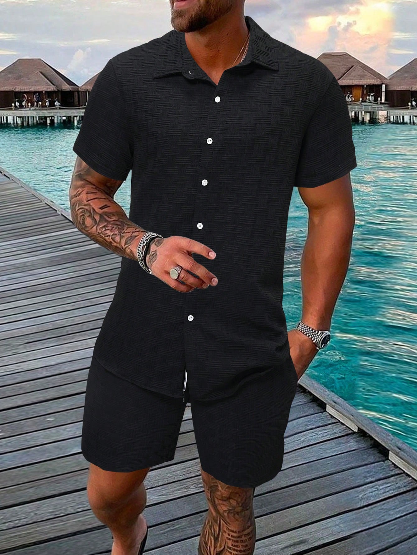 Harrison | Men's Casual Set with Shirt and Shorts