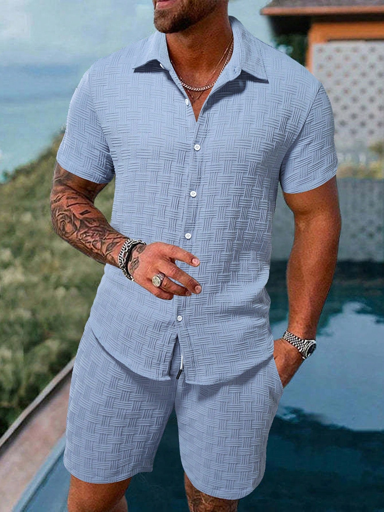 Harrison | Men's Casual Set with Shirt and Shorts