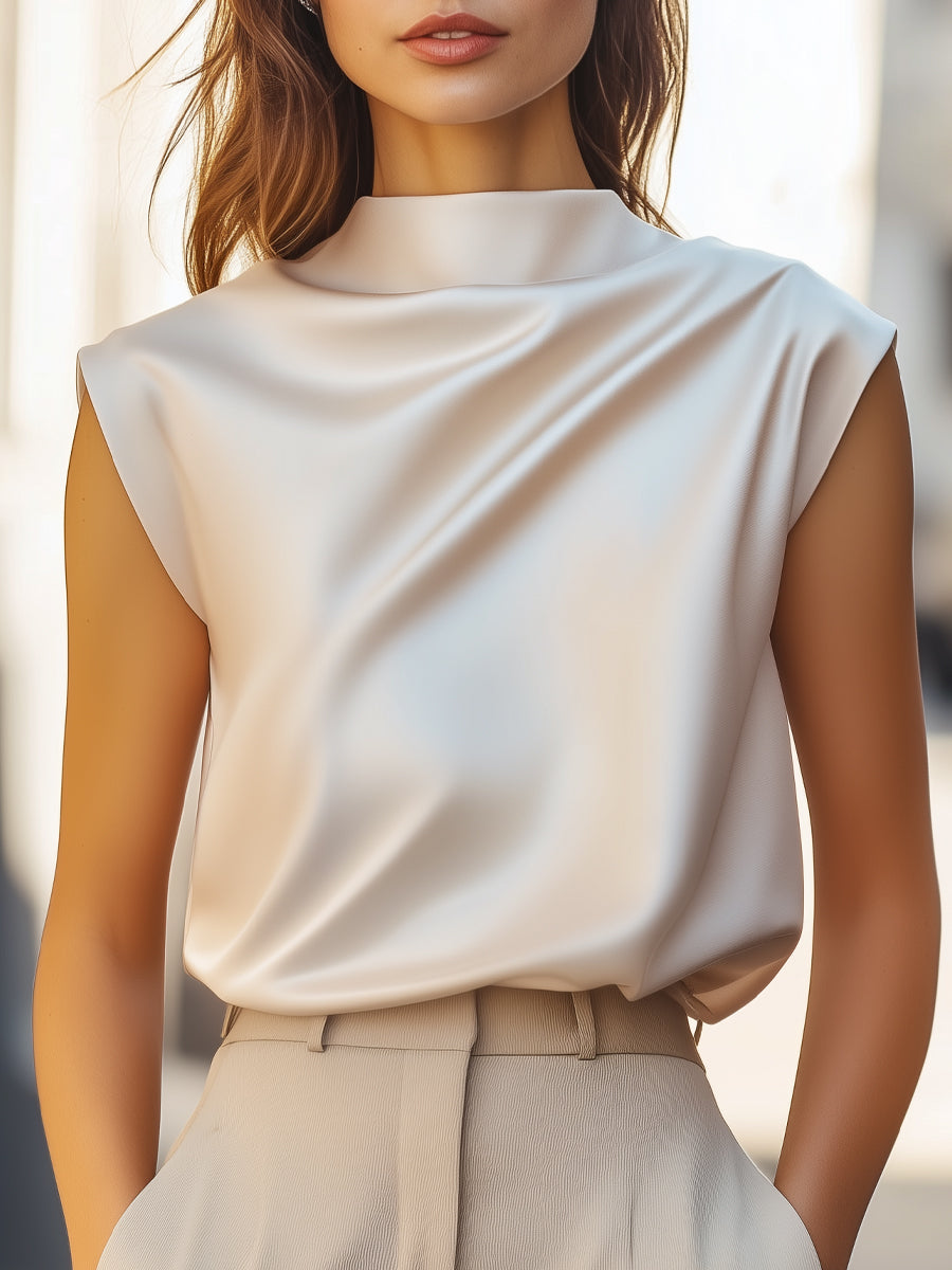 Billie | Simple Sleeveless Cowl Neck Top