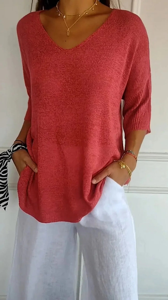 Chiara | Comfortable Women's Knit Top with V-Neck