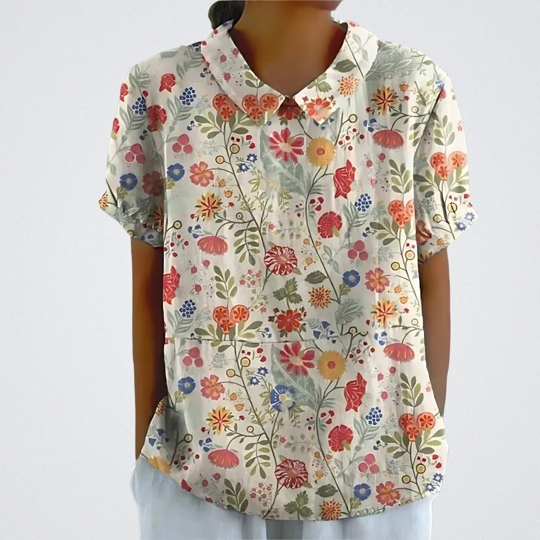 Freya | Floral Linen Blouse for Women