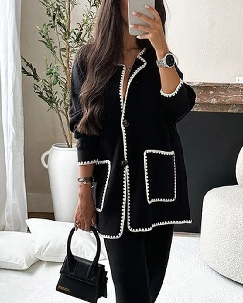 Brenda Two-Piece Set β Knit Top & Casual Pants