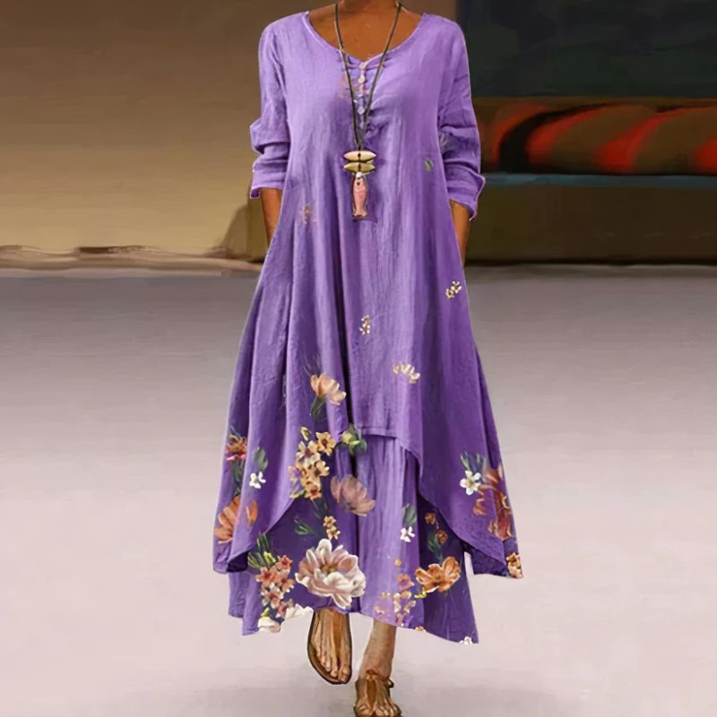 Neve | Women's Summer Double-Layered Long Sleeve Dress