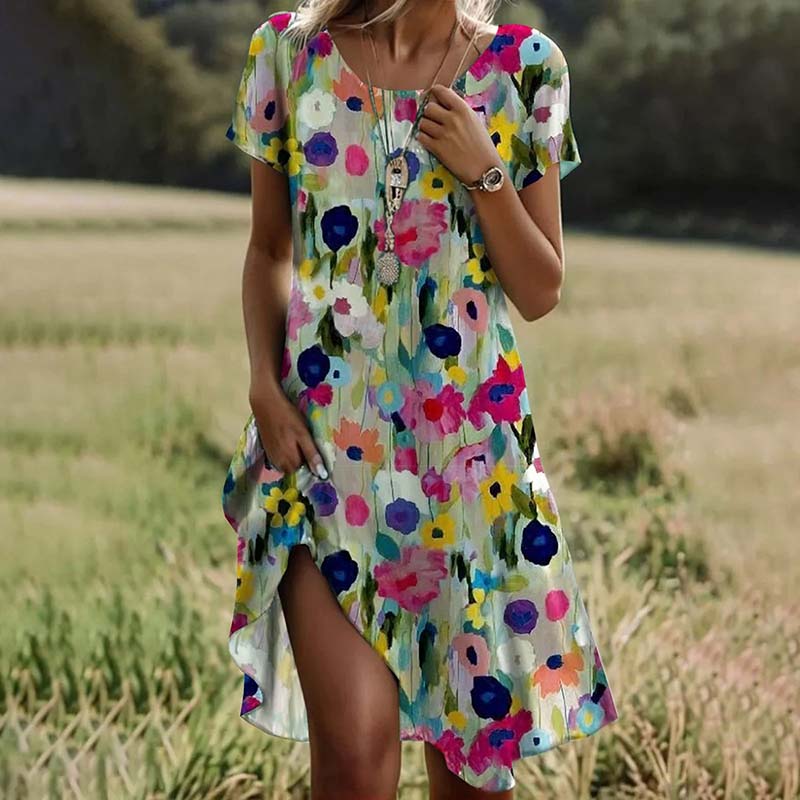 Sophie | Floral Patterned Dress with Vibrant Colors