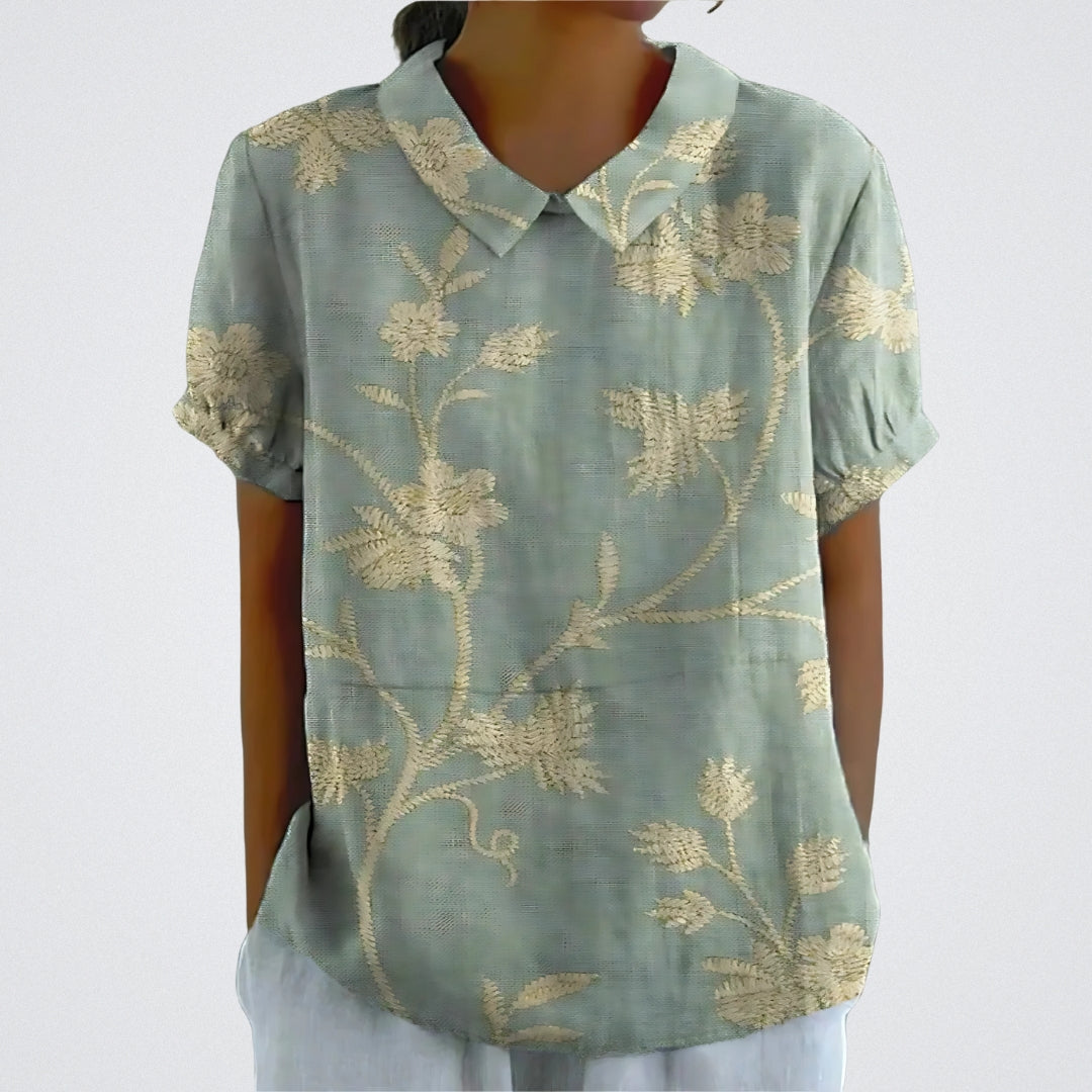 Freya | Floral Linen Blouse for Women