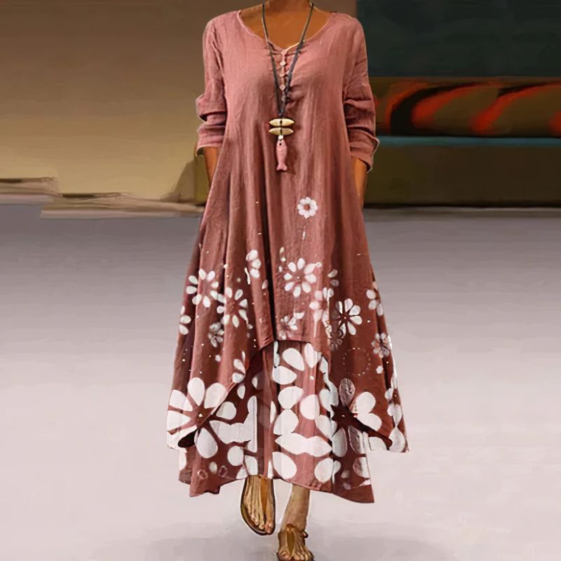 Neve | Women's Summer Double-Layered Long Sleeve Dress