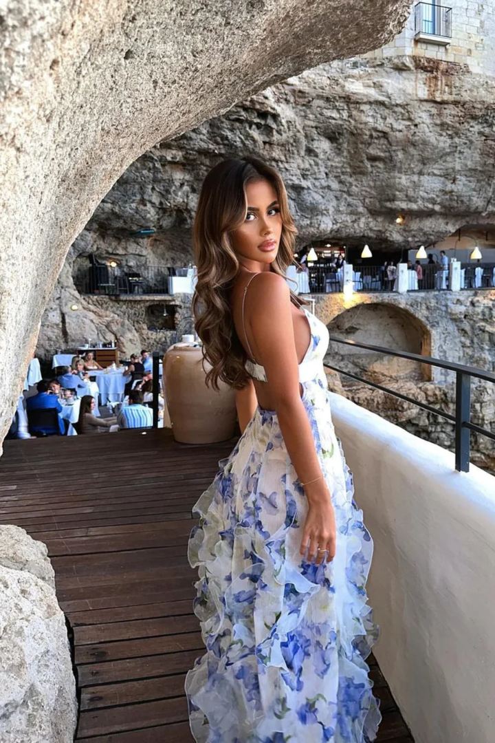 Jasmine | Floral Ruffle Maxi Dress for Women