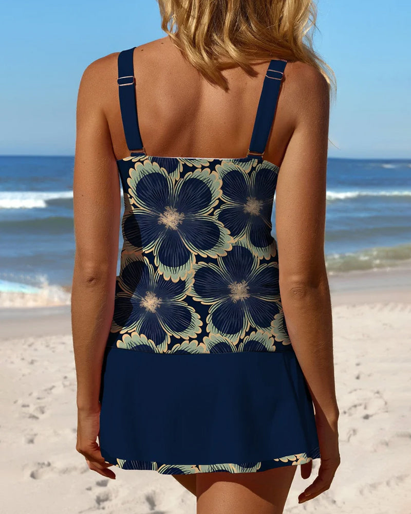 Floral Print Swimsuit with Conservative Cut