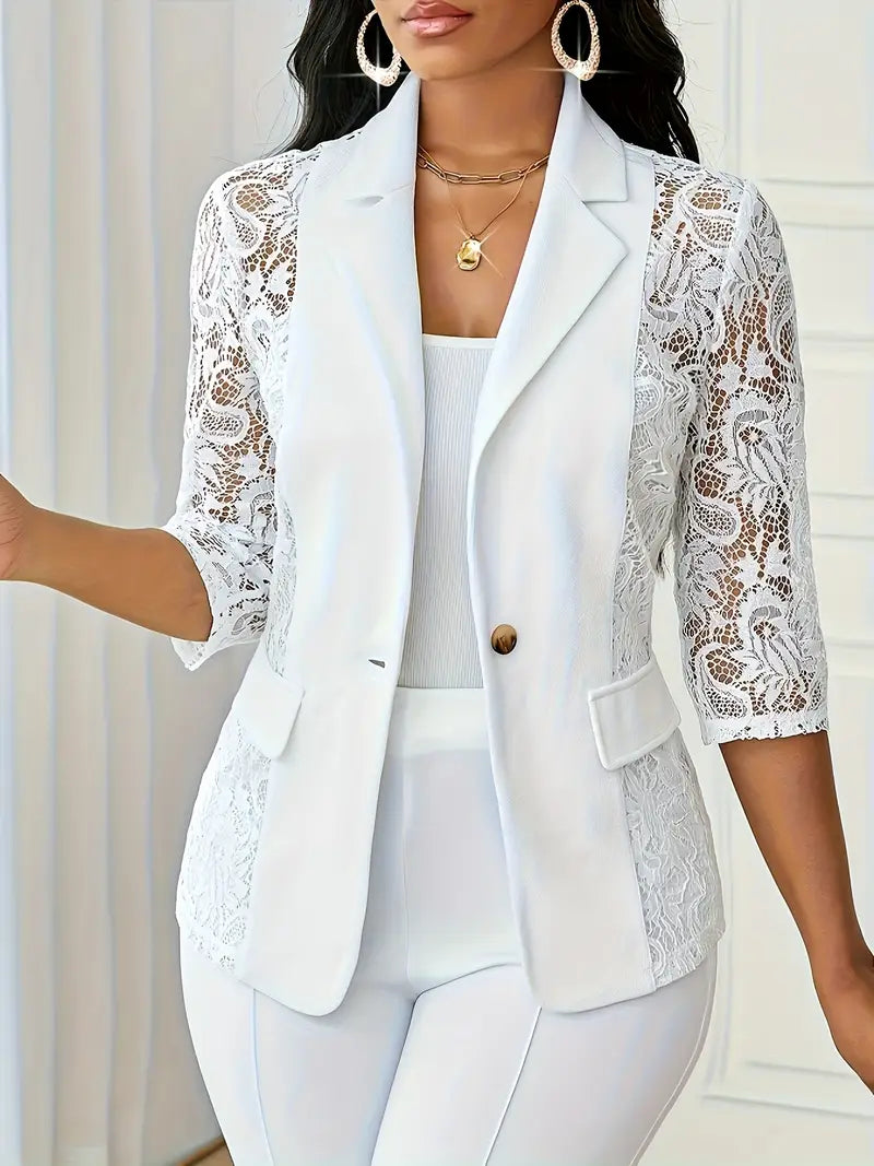 Daisy | Lace Contrast Casual Blazer