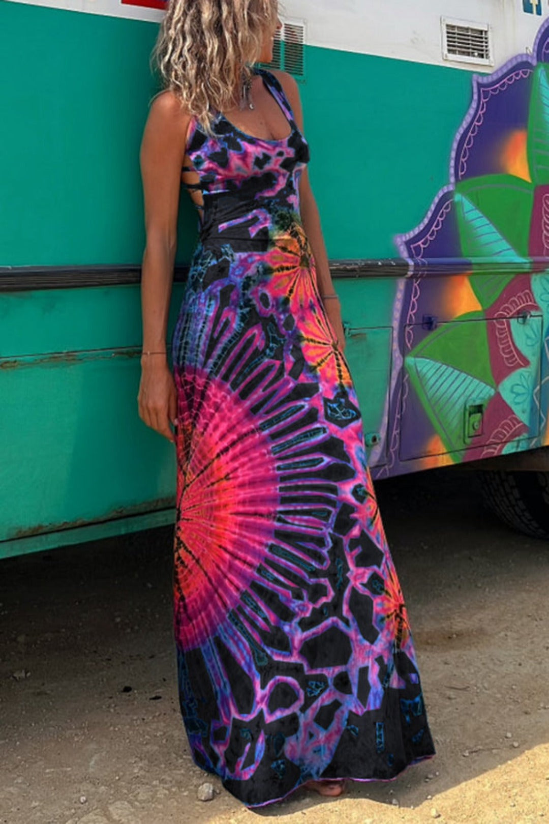 Women’s Vibrant Tie-Dye Maxi Dress for Casual Style