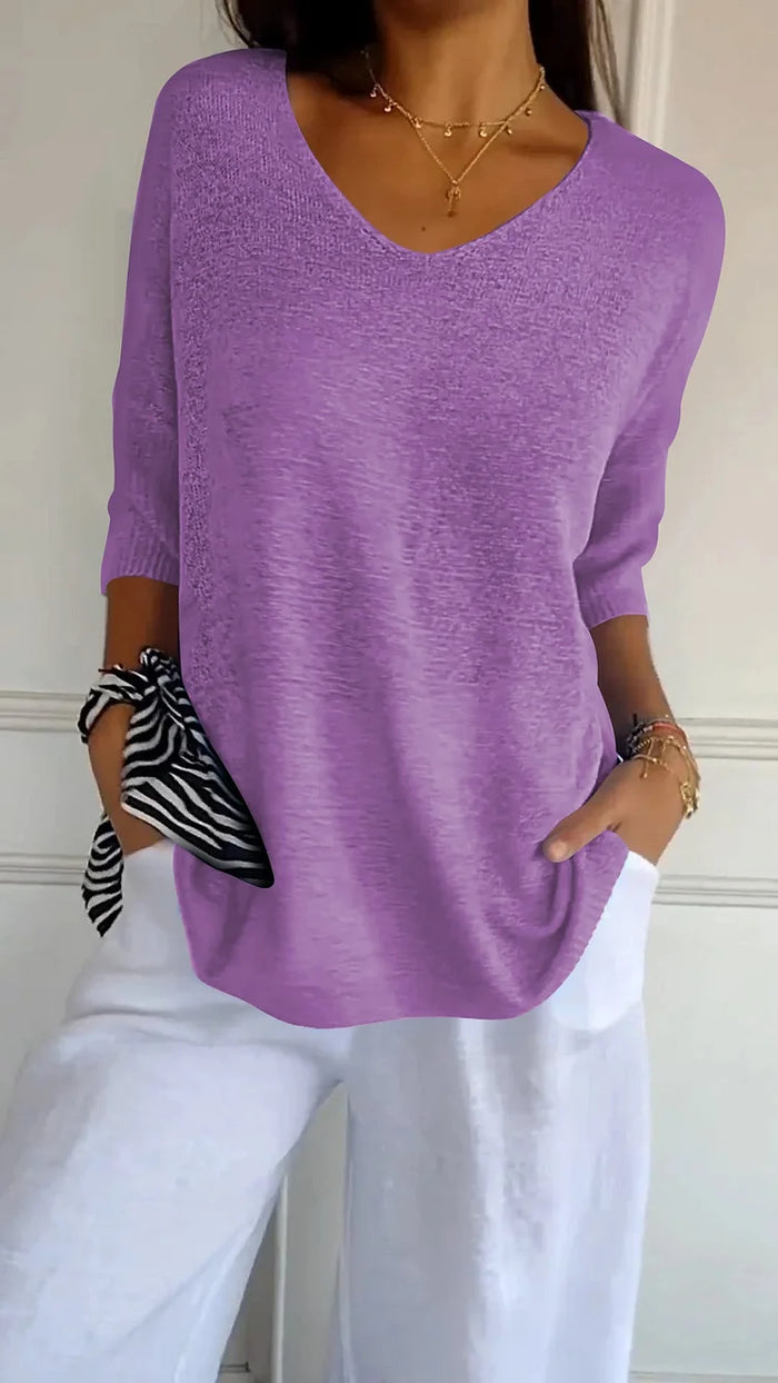Chiara | Comfortable Women's Knit Top with V-Neck