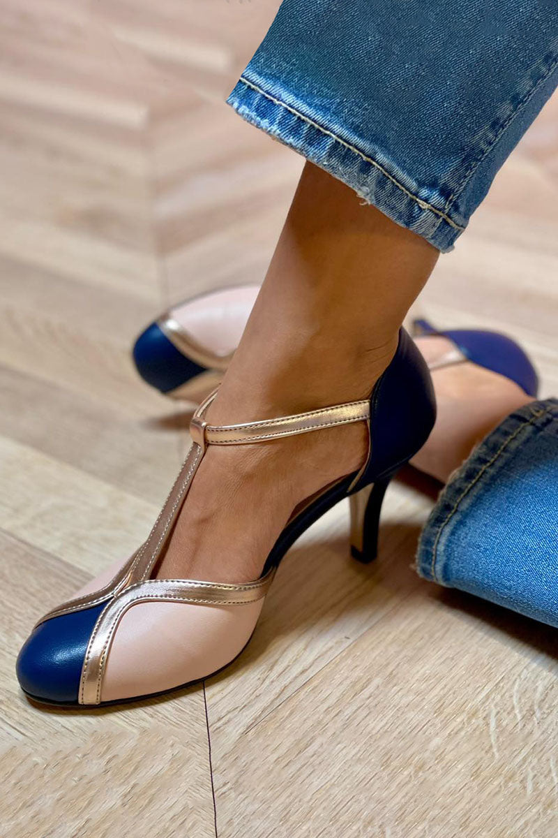 Ella | Women's Colorful T-Strap Round Toe Heels