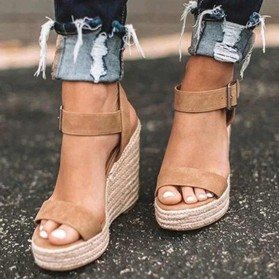 Ava | Open Toe Espadrille Wedge Sandals for Women