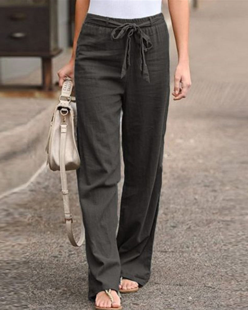 Evie | Linen Pants with Elastic Waistband for Women