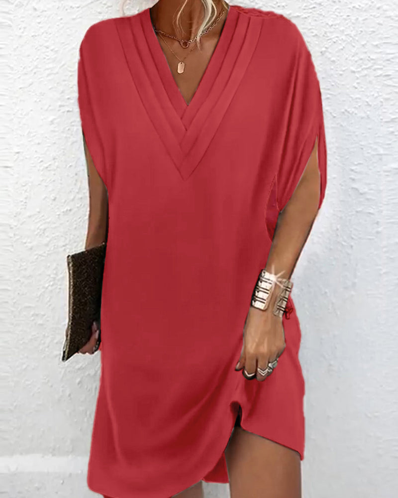 Clara | Elegant Solid Color Dress with Split Sleeves