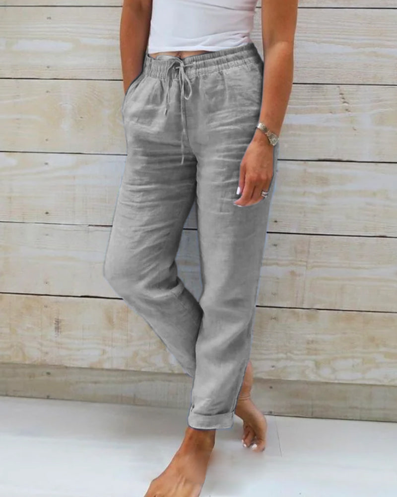 Chloe | Stretchy Linen Pants for Women