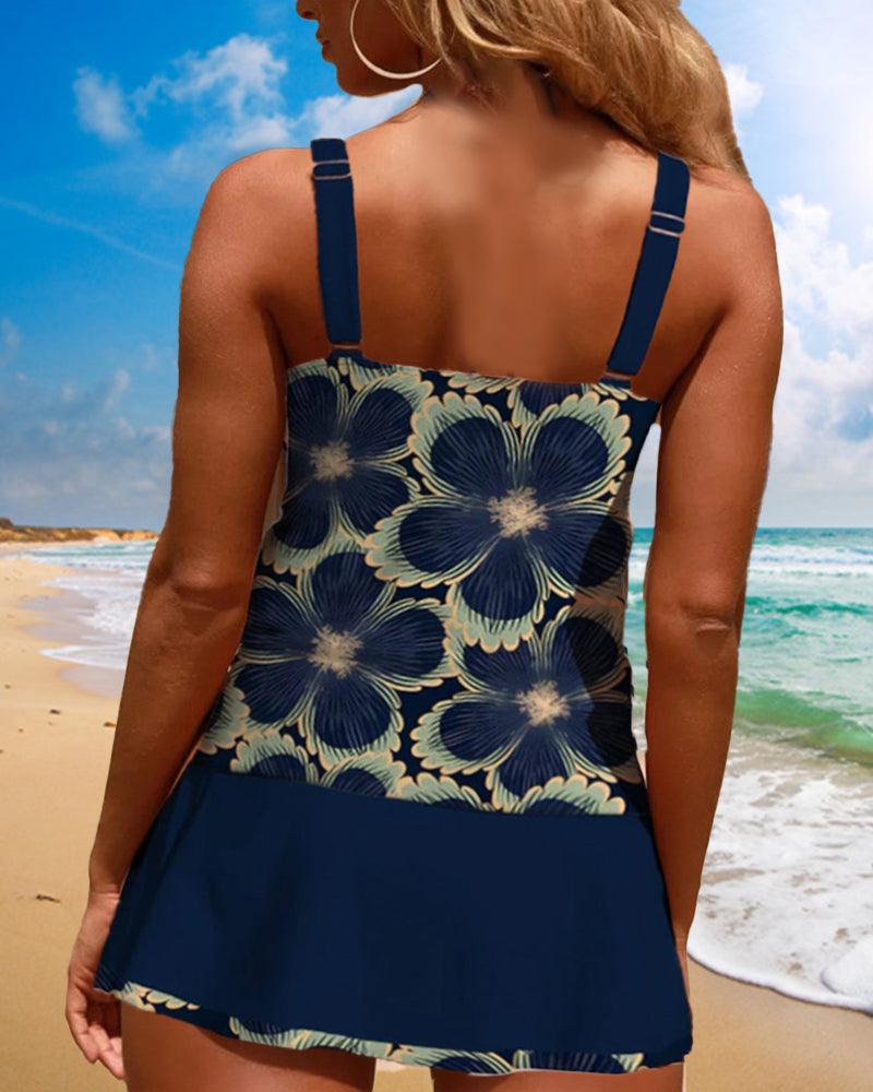 Floral Print Swimsuit with Conservative Cut