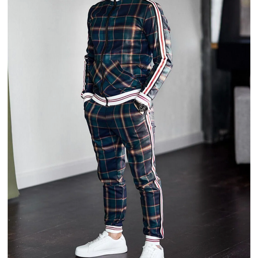 Men's Plaid Training Suit Set