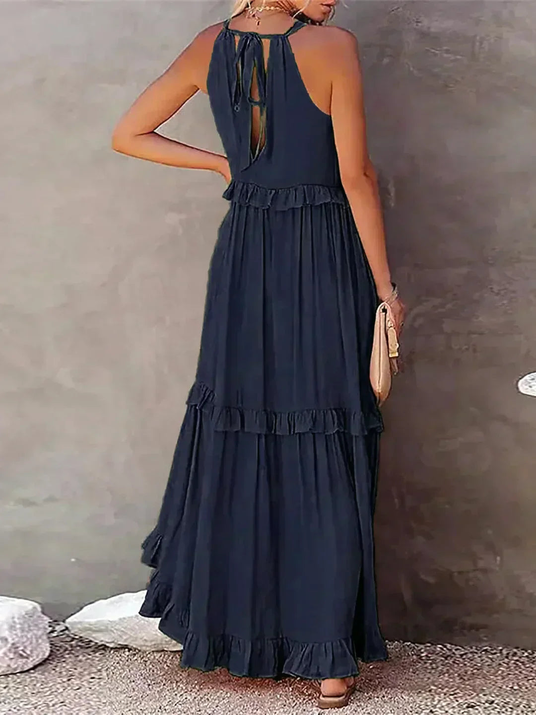 Mia | Elegant Halter Dress with Ruffle Trim