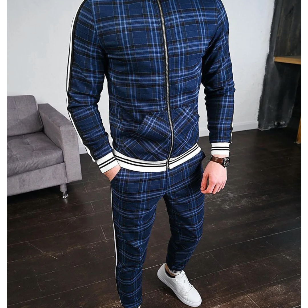 Men's Plaid Training Suit Set