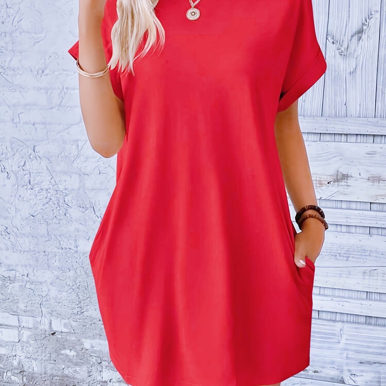 Heidi | Casual Dress with Round Neckline and Short Sleeves