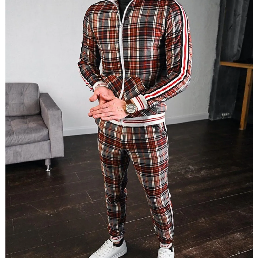 Men's Plaid Training Suit Set