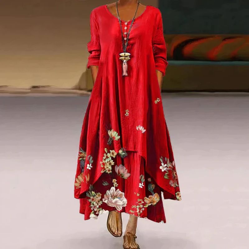 Neve | Women's Summer Double-Layered Long Sleeve Dress