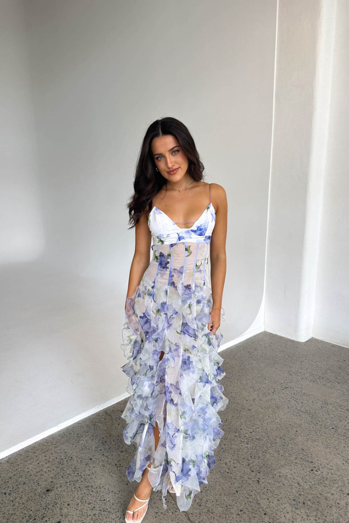 Jasmine | Floral Ruffle Maxi Dress for Women