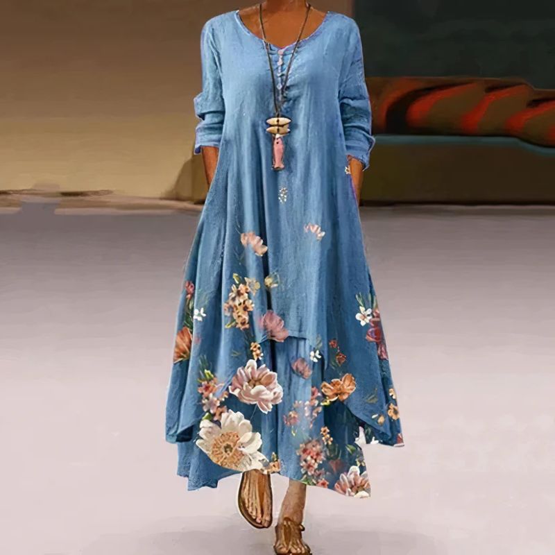 Neve | Women's Summer Double-Layered Long Sleeve Dress