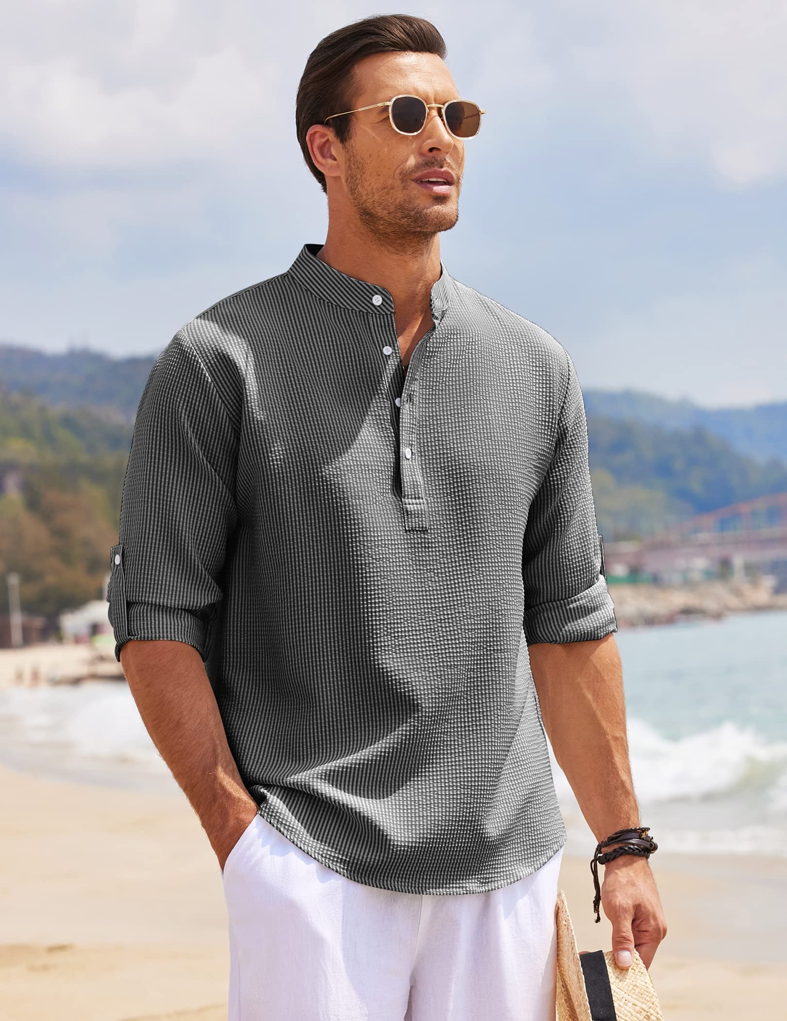 Oscar | Men's Long Sleeve Linen Henley Shirt