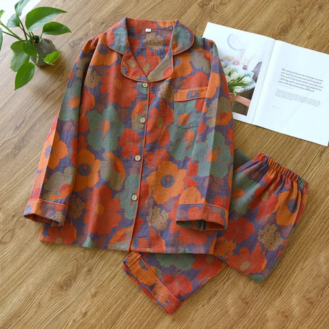 Women's Floral Pajama Set - Elegant Sleepwear