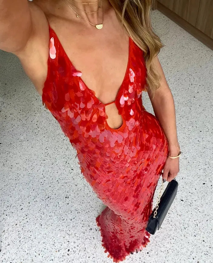 Ella | Sequin Maxi Long Dress - Wedding Guest