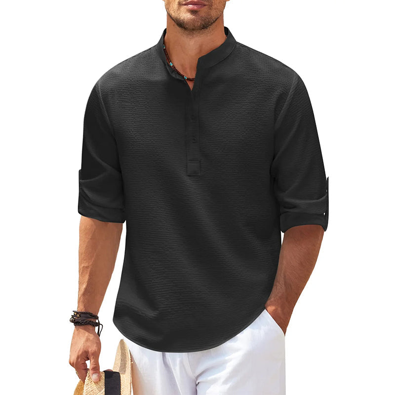 Oscar | Men's Long Sleeve Linen Henley Shirt