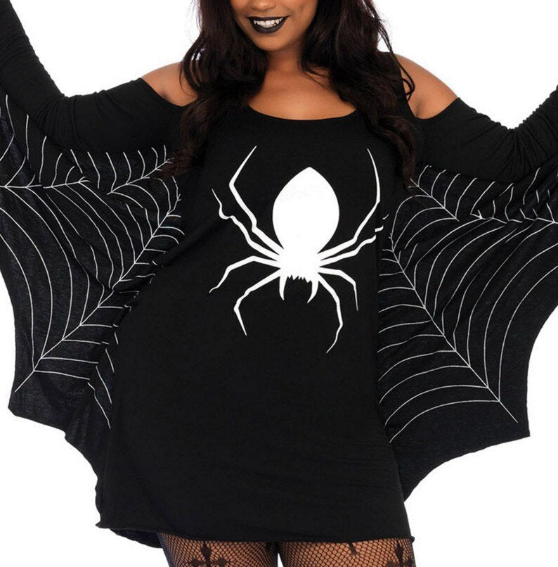 Spider Print Halloween Costume Dress | Mini