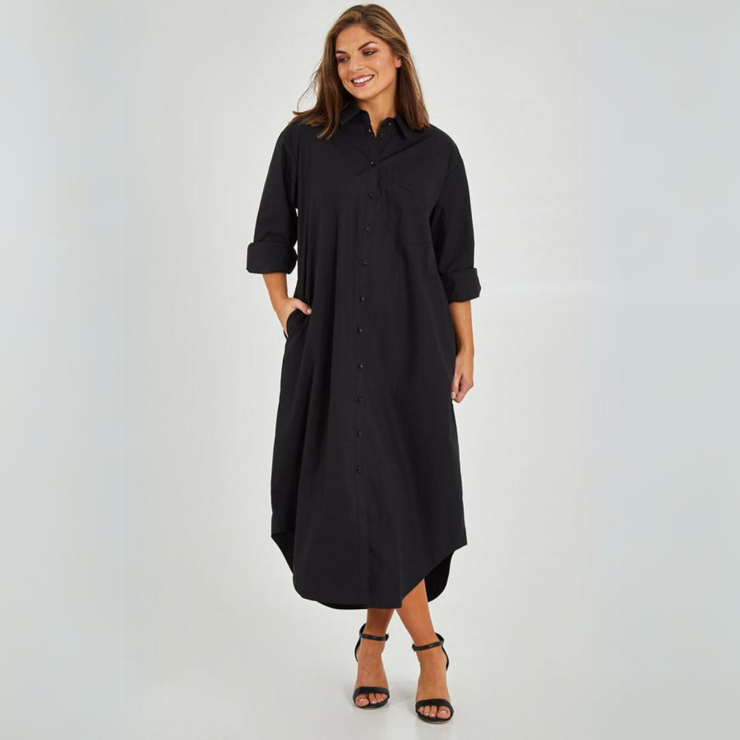 Maddie | Women's Button-Up Shirt Dress with Slit