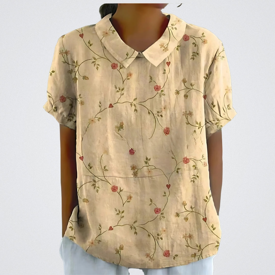 Freya | Floral Linen Blouse for Women