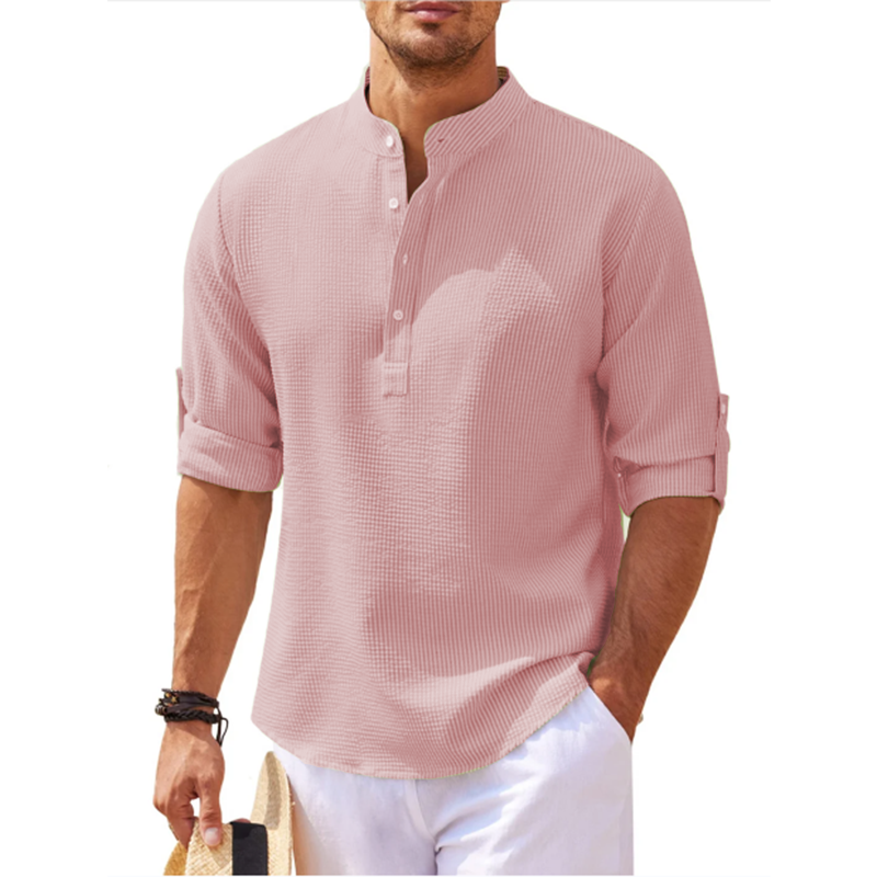Oscar | Men's Long Sleeve Linen Henley Shirt