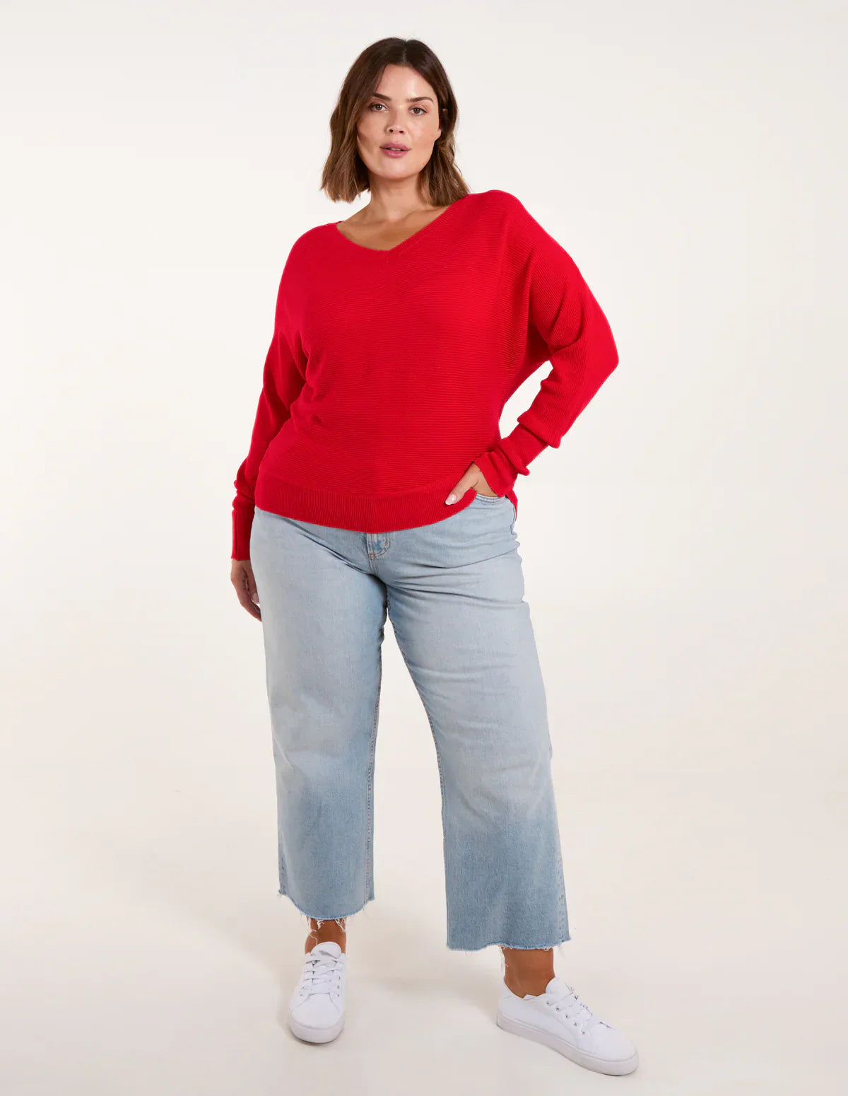 Women's Red Hooded Casual Sweater