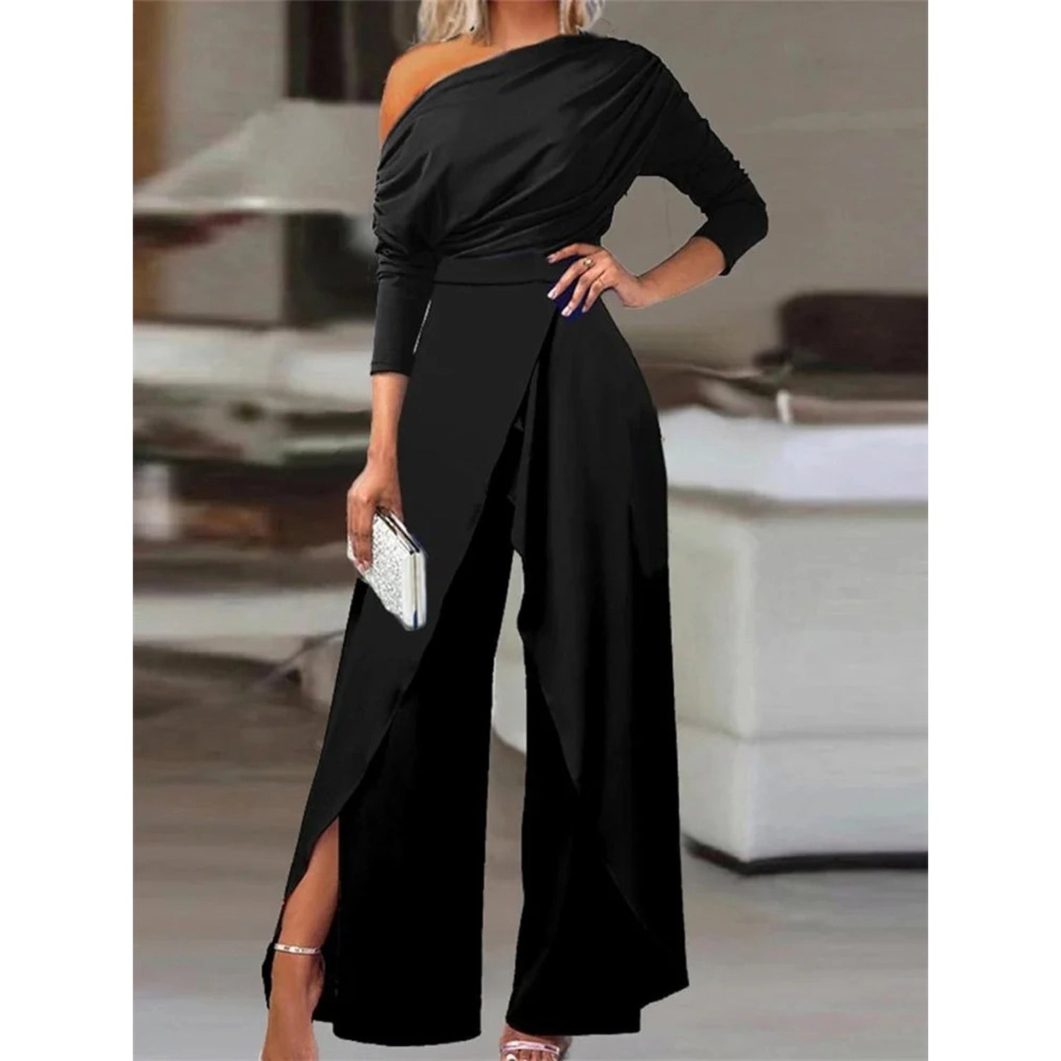 Scarlett | Elegant Royal Blue One-Shoulder Jumpsuit