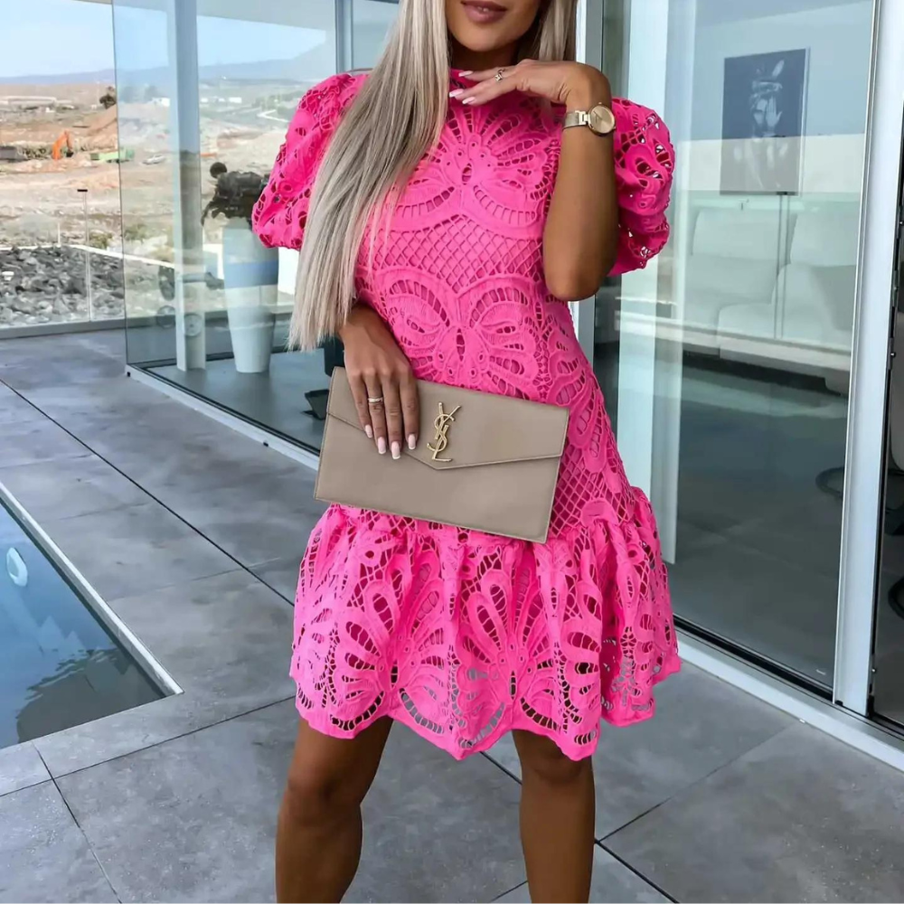 Phoebe | Women's A-Line Dress with Puff Sleeves