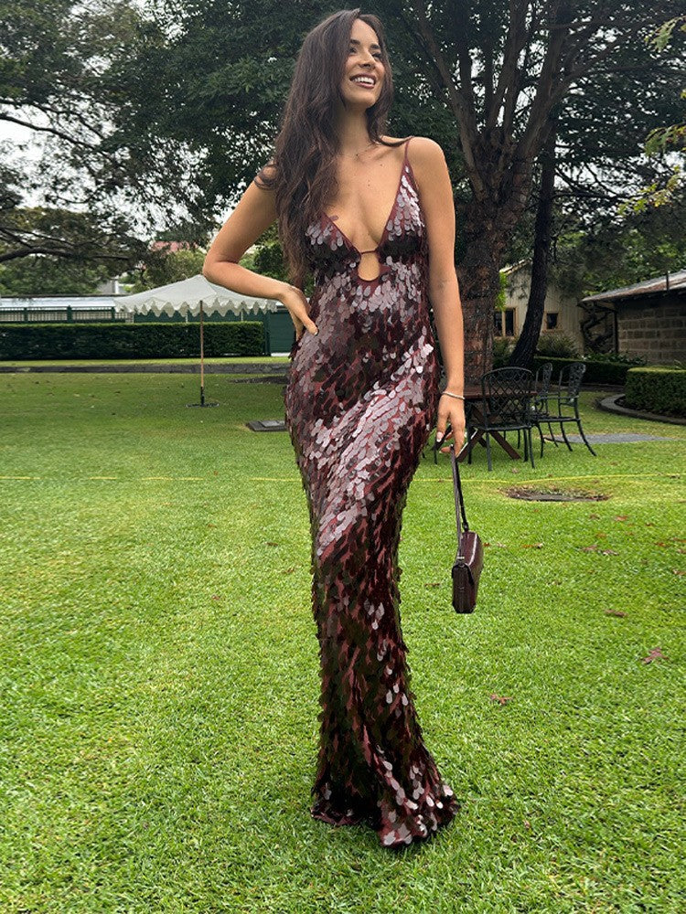 Ella | Sequin Maxi Long Dress - Wedding Guest