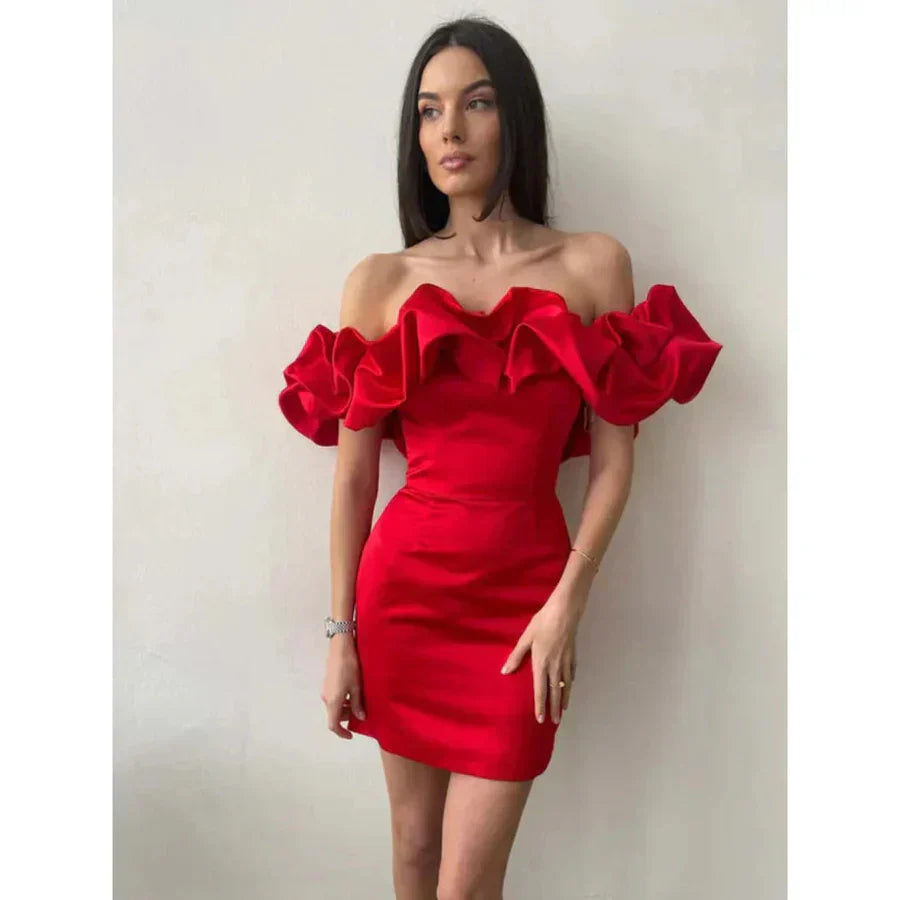 Maddison | Women's Off-Shoulder Dress with Ruffle Details
