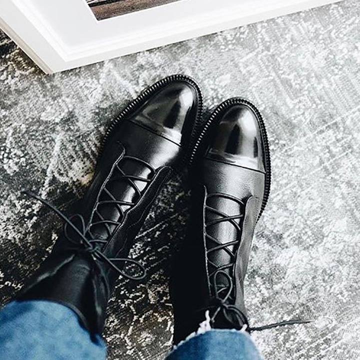 Elegant Leather Heel Boots